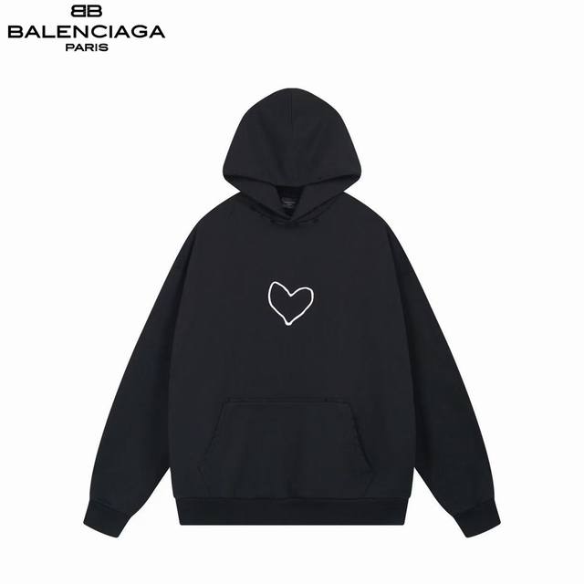 Balenciaga Valentine's Day Heart-Shaped Hooded Sweatshirt (Ddd). Finished washed