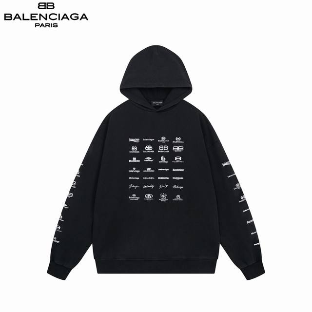 Balenciaga 25Fw All-over Logo Hooded Sweatshirt. A new autumn/winter arrival. Ma