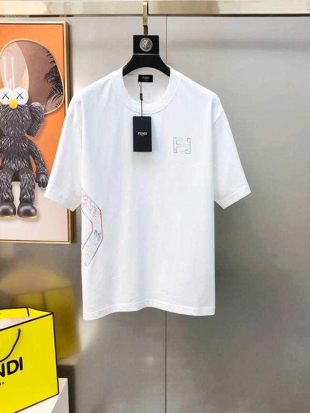 Fd Fendi 2025 Spring/Summer New Original Men's Crew Neck Short Sleeve T-Shirt, S