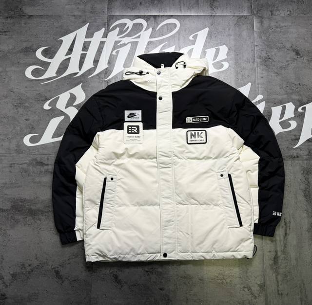 Nike Winter New Arrival Two-Tone Spliced Multi-Label Couple Cotton Jacket Fabric