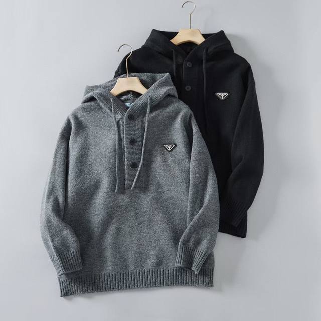 High-quality #Prada 25 New Style Oversized Hooded High-Street Lazy Style Pullove