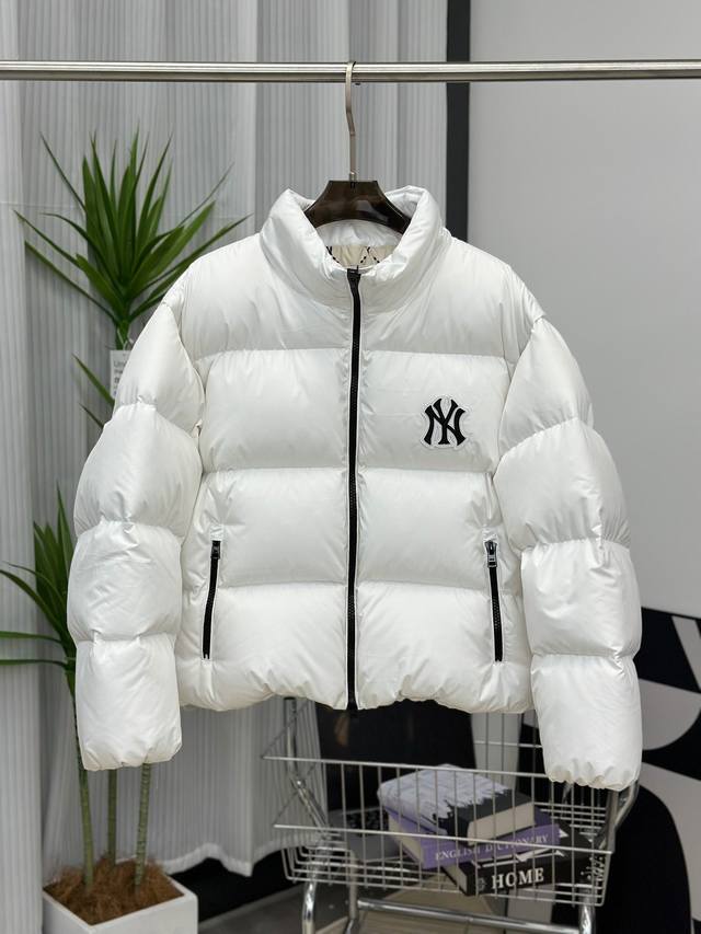 Authentic Mlb Short Puffer Jacket Mlb New York Yankees Logo Stand Collar Zipper