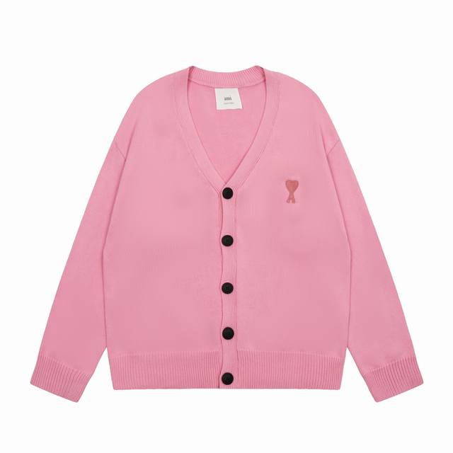 Ami Papis Classic Heart V-Neck Knit Cardigan Sweater A timeless classic that loo
