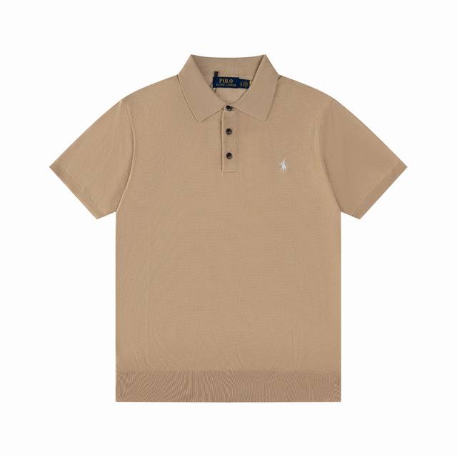 R77 Ralph Lauren Knitted Polo Shirt with Embroidered Pony Collar, Three-Button S