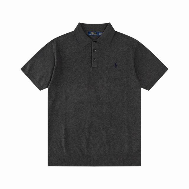 R77 Ralph Lauren Knitted Polo Shirt with Embroidered Pony Collar, Three-Button S