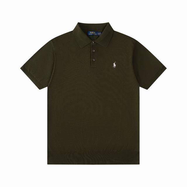 R77 Ralph Lauren Knitted Polo Shirt with Embroidered Pony Collar, Three-Button S