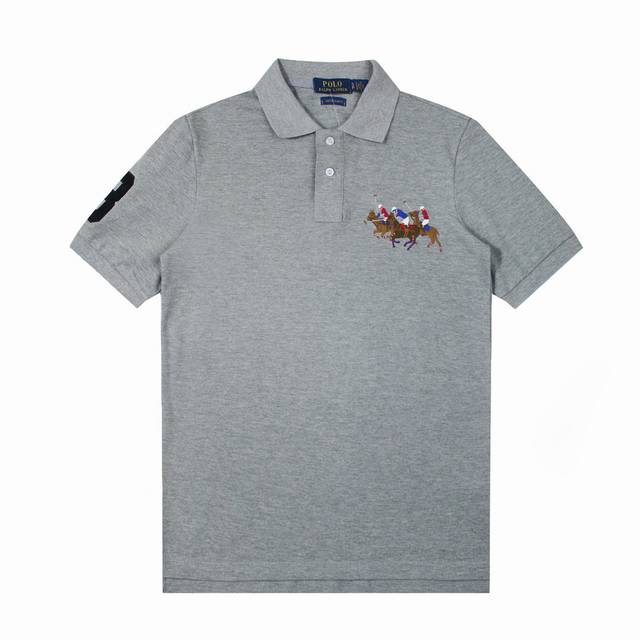 R34 Ralph Lauren Three Pony Logo Embroidered Casual Racing Polo Shirt/T-Shirt, S