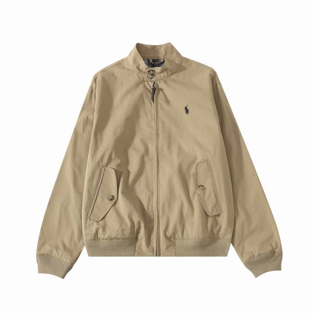 R23 Ralph Lauren Polo White Men's Old Money Style Stand Collar Workwear Harringt