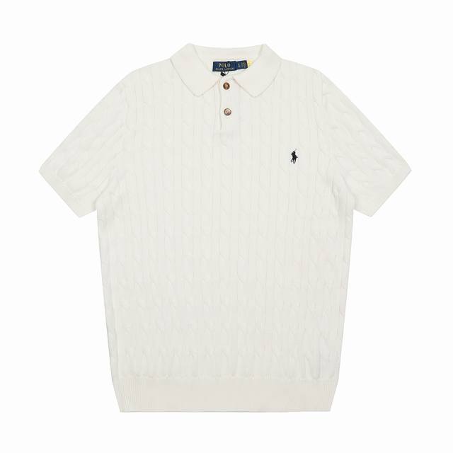 R39 Ralph Lauren Summer Knit Cable Knit Polo Shirt Short Sleeve T-Shirt (Unisex,