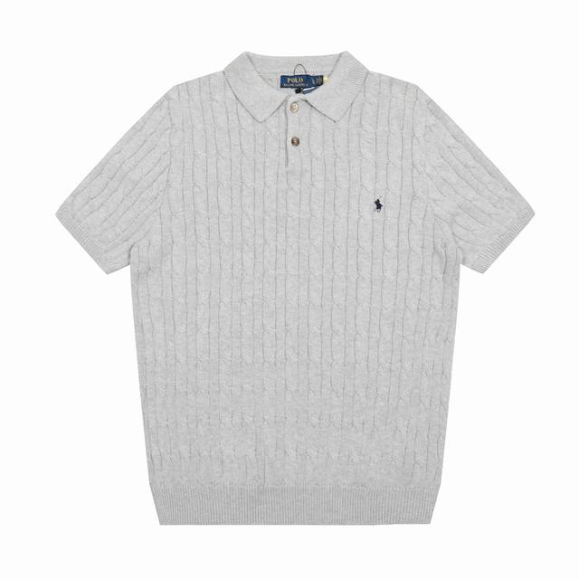R39 Ralph Lauren Summer Knit Cable Knit Polo Shirt Short Sleeve T-Shirt (Unisex,