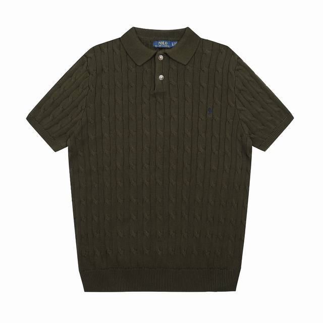 R39 Ralph Lauren Summer Knit Cable Knit Polo Shirt Short Sleeve T-Shirt (Unisex,