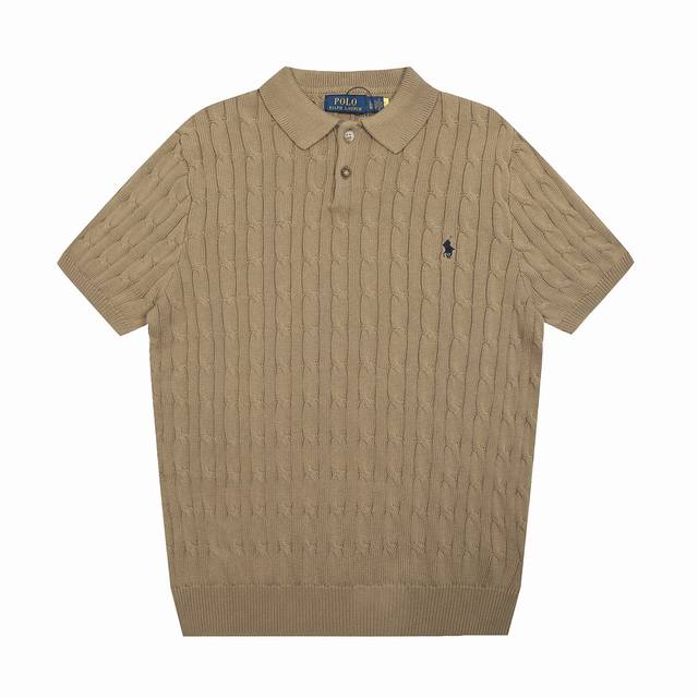 R39 Ralph Lauren Summer Knit Cable Knit Polo Shirt Short Sleeve T-Shirt (Unisex,