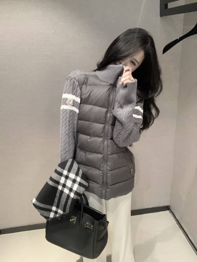 Moncler New Striped Knitted Down Cotton Jacket with Arms Warm and Stylish at the