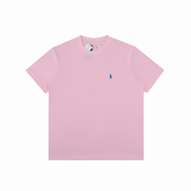 R33 Ralph Lauren Summer New Solid Color Pony Embroidered Crew Neck Short Sleeve