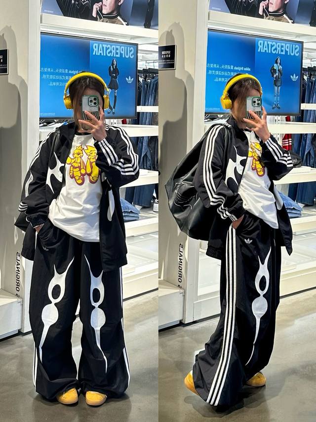 Adidas Originals/Offgod Fbird Collaboration Fashion Print Sportswear Jacket, Cel