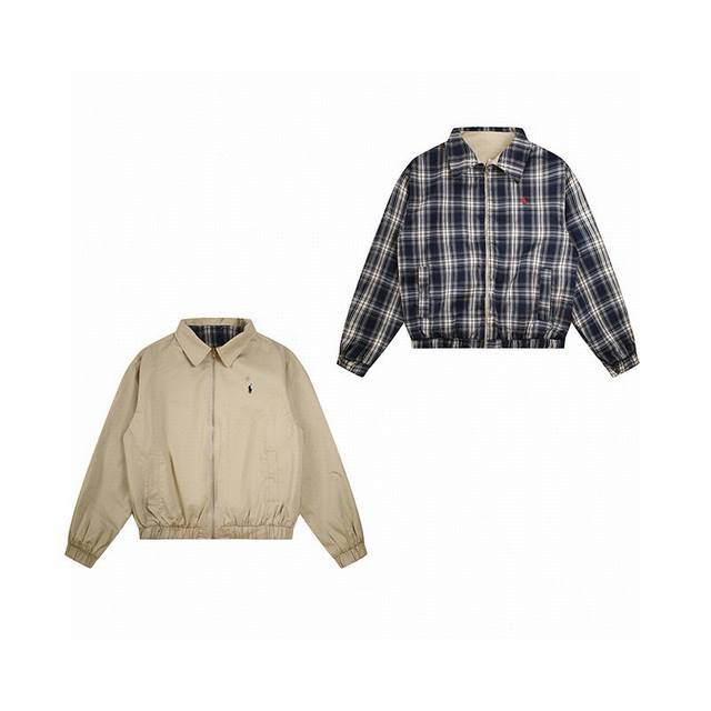 R45 Ralph Lauren Reversible Harrington Jacket with Embroidered Collar, Ddd. A ne