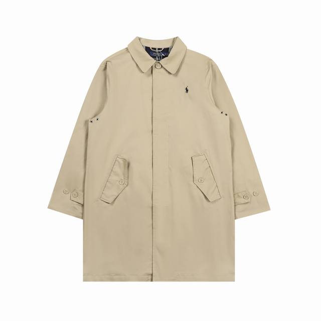 R49 Polo Ralph Lauren British Style Mid-Length Trench Coat. A long coat exuding