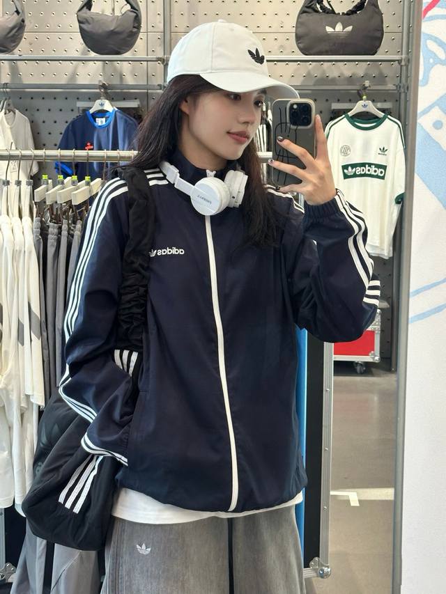 Adidas Originals 25S New Couple Style Sports Striped Long-Sleeve Retro Stand Col