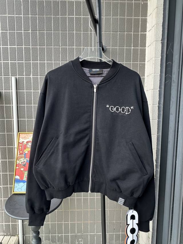 Style Number: Tt100 Goodbran Pearl Beaded Slogan Letter Embroidery Zipper Hooded