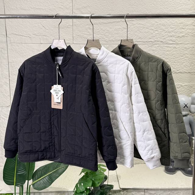 Carhartt Wip Fw24 Logo Men's and Women's Pattern All-over Quilted Stand Collar T