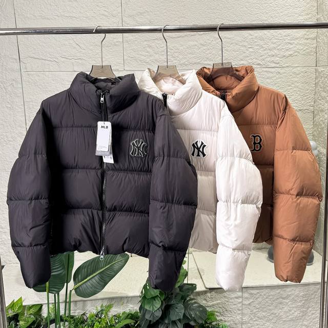 Mlb Yankees Unisex Stand Collar Down Jacket, Couple Style, Embroidered Large Log