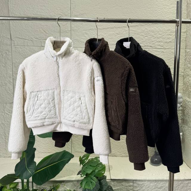 Alo Yoga 25Fw Early Autumn Women's Fleece Teddy Lamb Wool Patchwork Coat, Women'