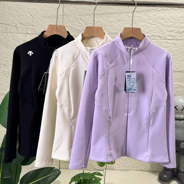 Descente Women's Baseball Jacket, Stand Collar Jacket, Autumn/Winter Casual Outd