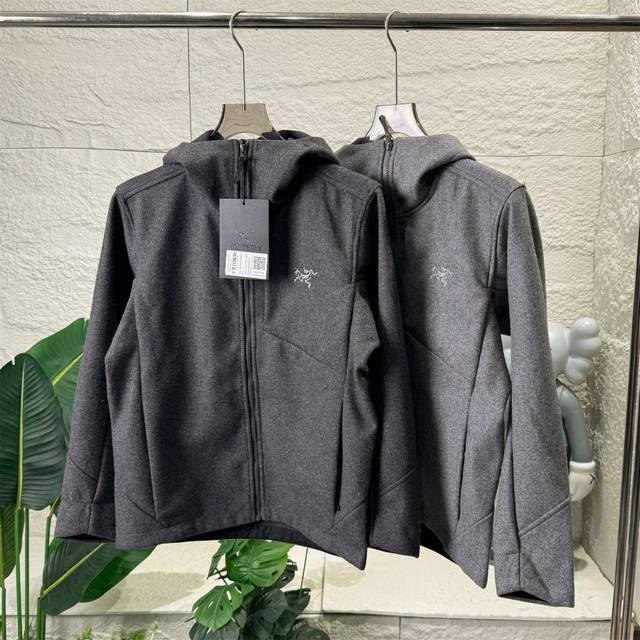 Arcteryx Sawyer Wool Hoody Unisex Embroidered Wool Jacket Couple Style Hooded Wa