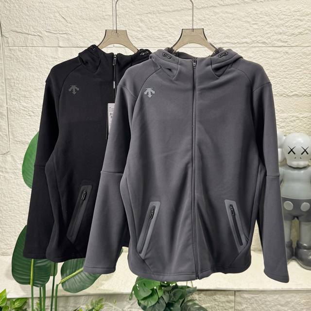 Wangzha Descente Unisex Fleece Hooded Jacket, Couple Cardigan, Warm Jacket, Outd