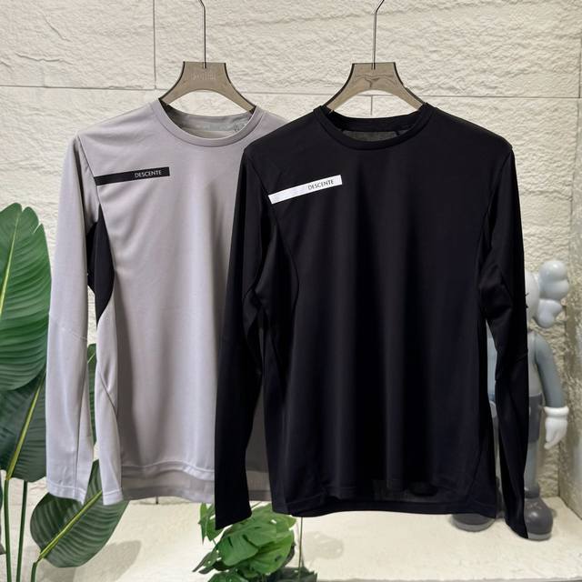 Descente Unisex Sports Casual Long-Sleeved T-Shirt, Couple Style, Breathable Lon