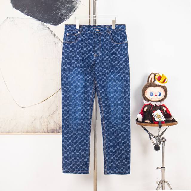 Zp Version [Exclusive Supply] Gucci 2025Ss All-over Embroidered Gg Denim. The 20