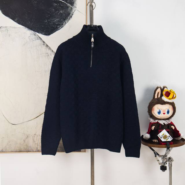 Zp Version [Exclusive Supply] Louis Vuitton Damier Half-Zip Sweater. Fabric: Mad