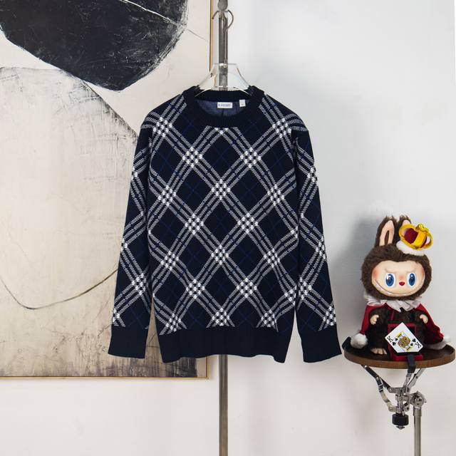 Zp Version [Exclusive Supply] Burberry Check Jacquard Knit Sweater Fabric: 80% w