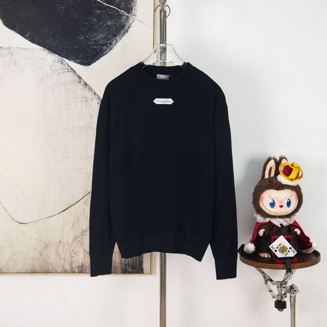 Zp Version [Exclusive Supply] Dior Collar Fabric Logo Knit Base Layer Top Fabric