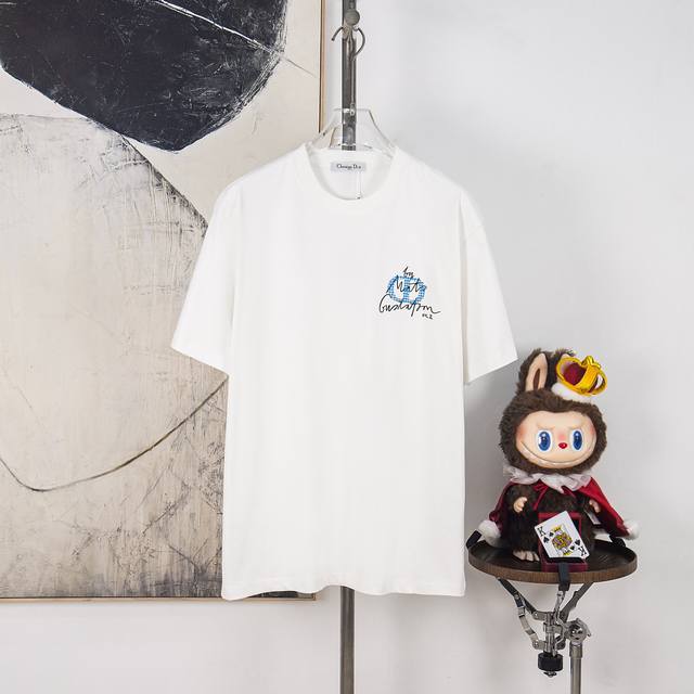 Zp Version [Exclusive Supply] Dior 300g Crew Neck Short Sleeve T-Shirt, featurin