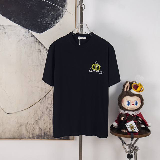 Zp Version [Exclusive Supply] Dior 300g Crew Neck Short Sleeve T-Shirt, featurin