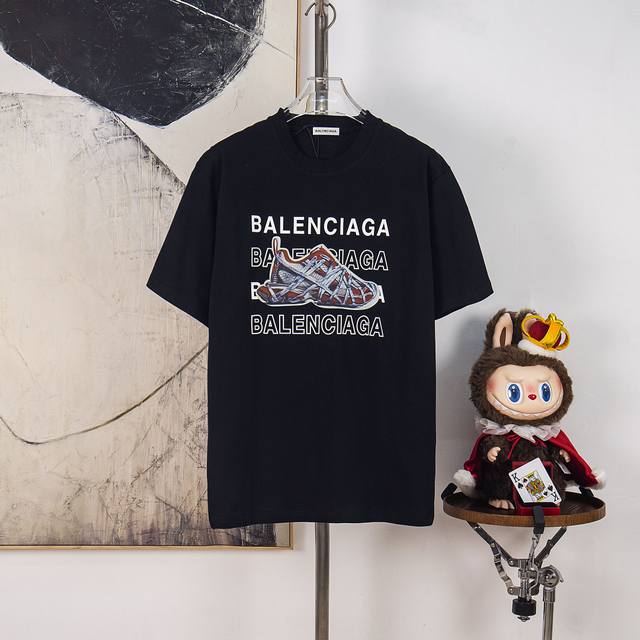 Zp Version [Exclusive Supply] Balenciaga 300g Crew Neck Short Sleeve T-Shirt Cla