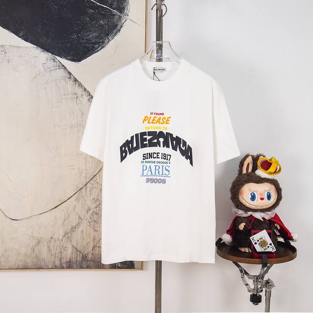 Zp Version [Exclusive Supply] Balenciaga 300g Crew Neck Short Sleeve T-Shirt. Fe