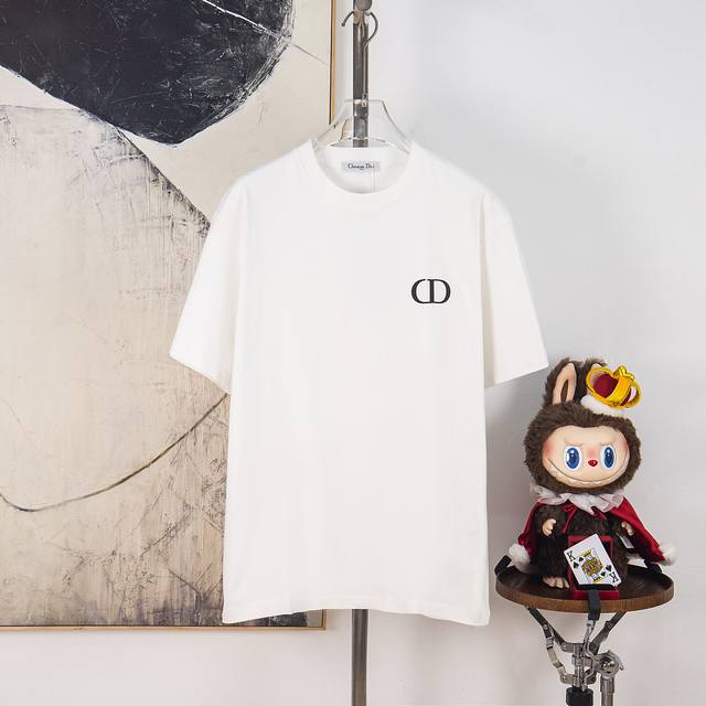 Zp Version [Exclusive Supply] Dior 300g Crew Neck Short Sleeve T-Shirt. Classic