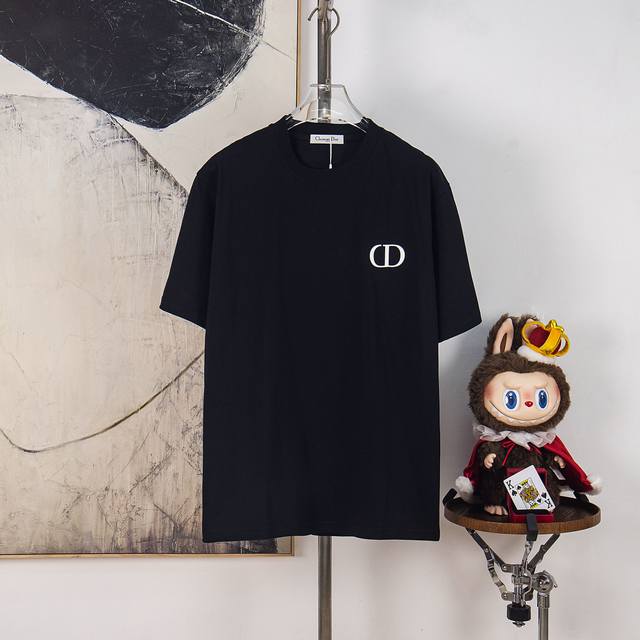 Zp Version [Exclusive Supply] Dior 300g Crew Neck Short Sleeve T-Shirt. Classic