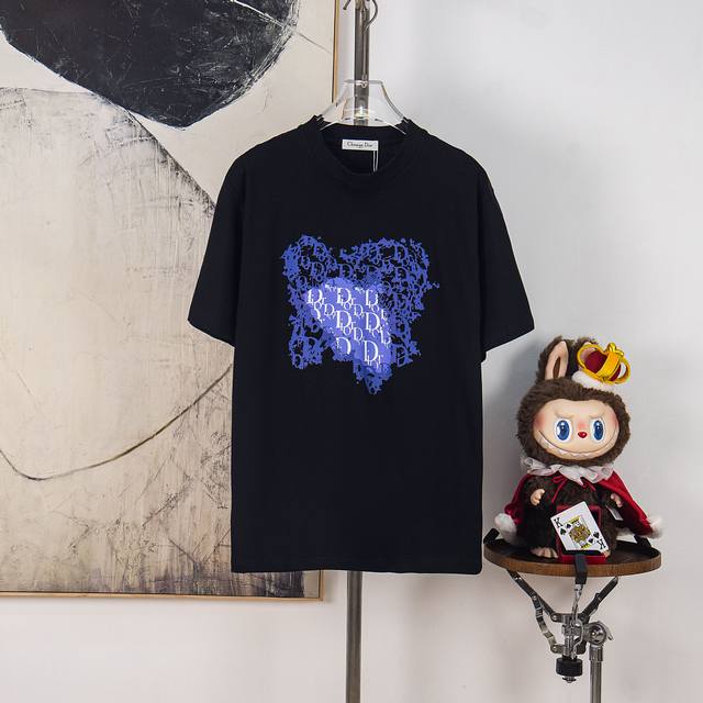 Zp Version [Exclusive Supply] Dior 300g Crew Neck Short Sleeve T-Shirt, featurin