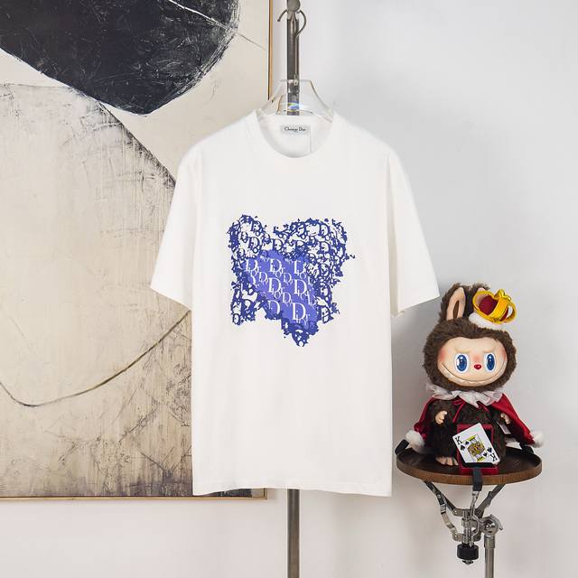 Zp Version [Exclusive Supply] Dior 300g Crew Neck Short Sleeve T-Shirt, featurin