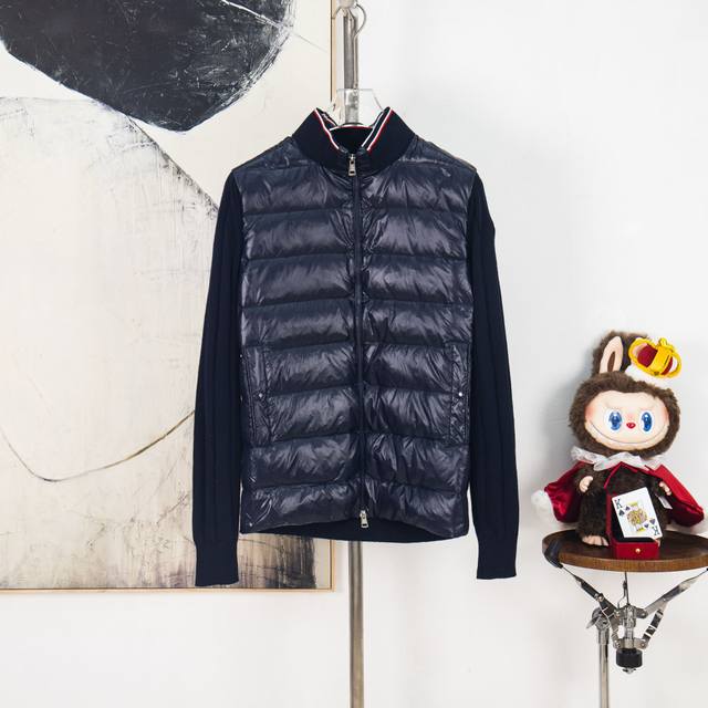 Zp Version [Exclusive Supply] Moncler 2023 New Men's Thin Knitted Patchwork Down