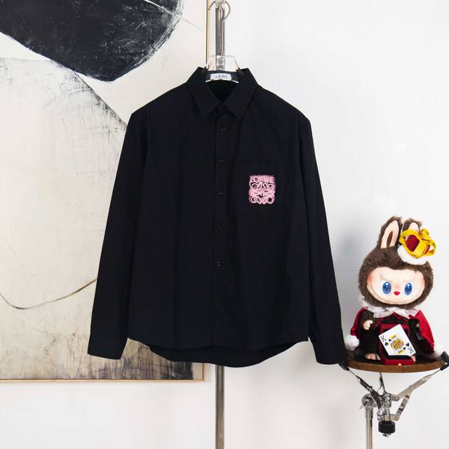 Zp Version [Exclusive Supply] Loewe New Fluorescent Pink Embroidered Logo Pocket