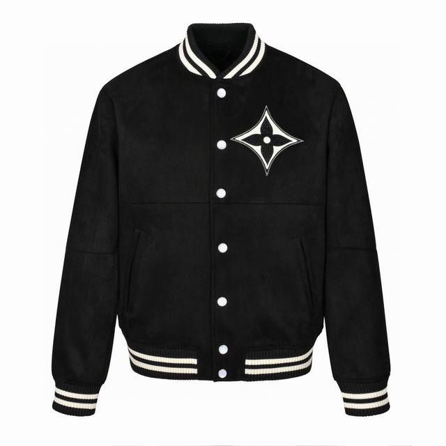 Official 1:1 replica quality 1V 24Fw crystal rhinestone suede baseball jacket. O