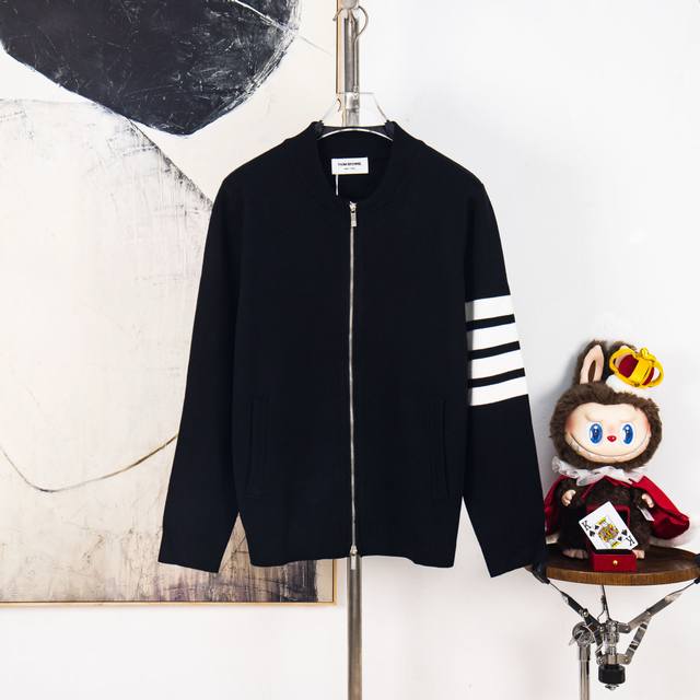 Zp Version [Exclusive Supply] Thom Browne Color Block Zipper Four Stripes Knit S