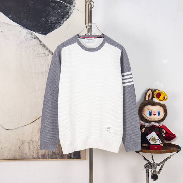 Zp Version [Exclusive Supply] Thom Browne Color Block Four-Stripe Knit Striped P