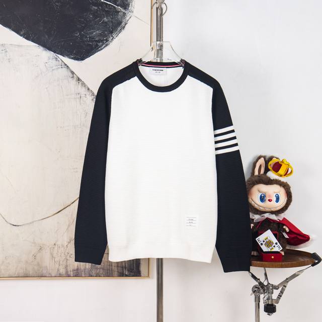 Zp Version [Exclusive Supply] Thom Browne Color Block Four-Stripe Knit Striped P