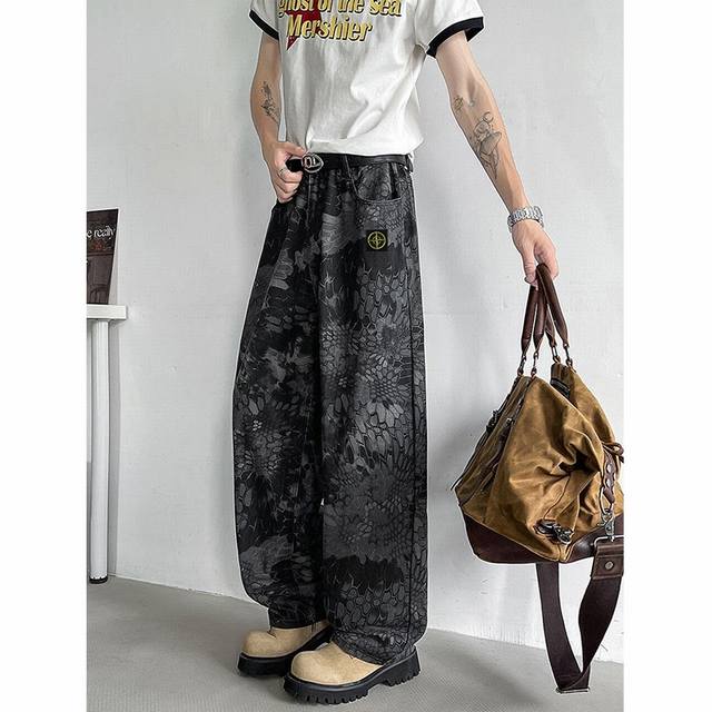 Stone Island Retro Hip Hop Washed Jeans, unisex limited edition overseas work je