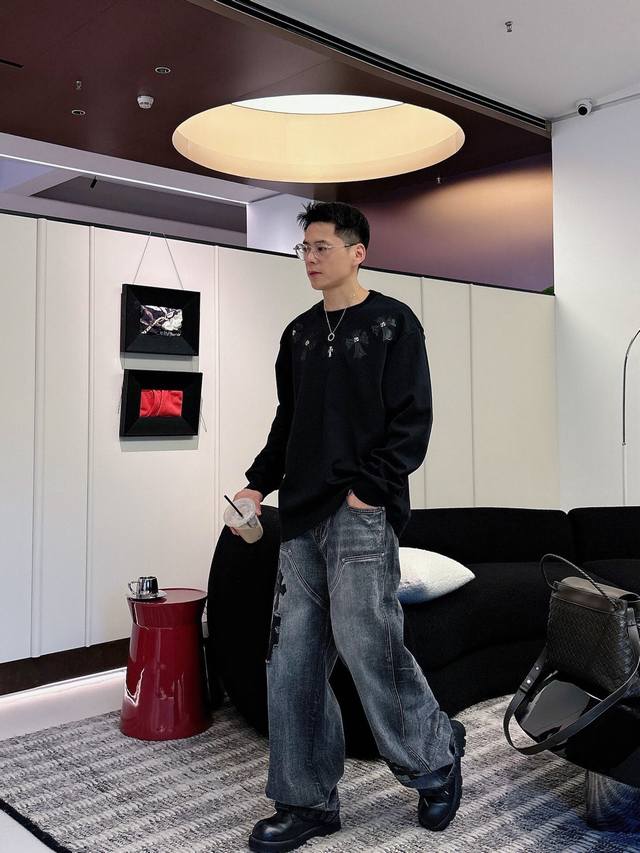 Clothing, Pants. Chrome Hearts Ch Ss New Cross Horseshoe Chrome Hearts Sanskrit